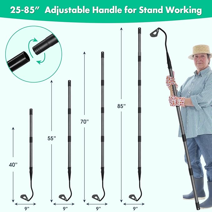 Lilyvane Hardened Hollow Hoe with Long Handle - 85 Inch -Heavy Duty Garden Hoes for Weeding Loosening Soil Digging Planting Ridging, Handy Hoe Garden Tool
