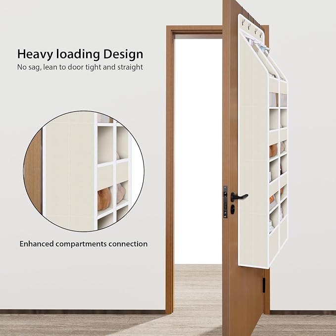 Univivi Upgraded Over the Door Organizer for Baby Nursery, Beige, 5-Shelf