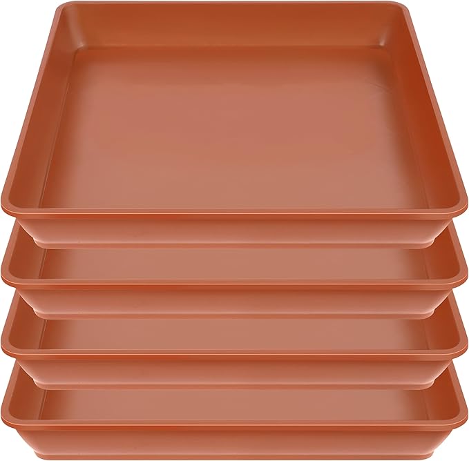 LWALRS 4 Pack Square Plant Saucer 16 Inch, Large Plant Trays for Pots, Heavy Plastic Plant Saucer,Deep Heavy Duty Plant Pot Saucers, Planters for Indoors and Outdoors Plants.
