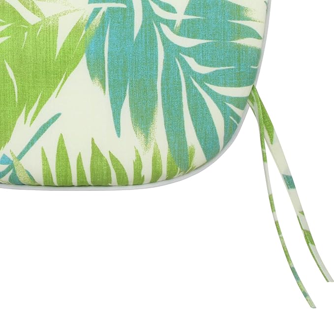 SleepMan Outdoor 17"x16" Chair Cushions with Ties Set of 2, Water Resistant All Weather U-Shape Seat Pads for Patio Garden Furniture Indoor Fade Resistant Patio Cushions (Green Bamboo)