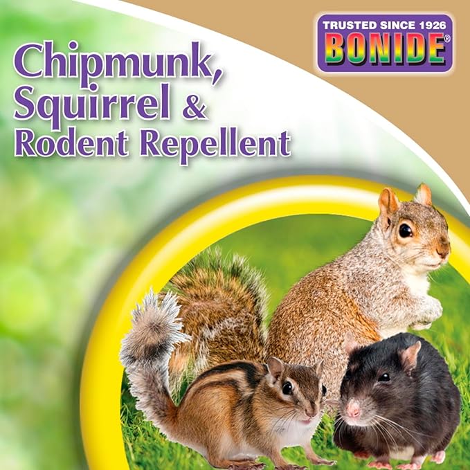 Bonide Chipmunk, Squirrel & Rodent Repellent, 32 oz Ready-to-Spray for Outdoor Use, Deter from Lawn & Garden
