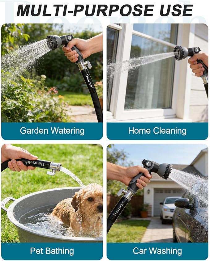 Garden Hose, Lightweight, Ultra Flexible, Durable, Kink-Free Water Hose with Valve - Made of TPU, Drinking Water Safe Material, Non-Shrinking, Easy to Store, All-Weather, Black (50 FT)