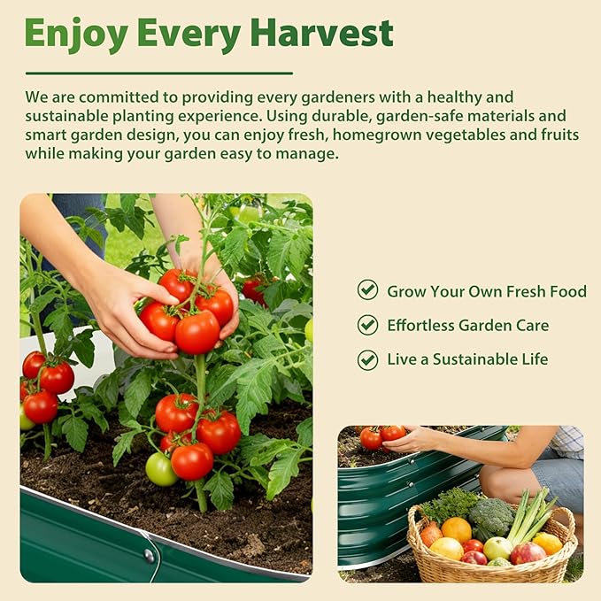 Galvanized Raised Garden Bed for Gardening, 3x3x1ft Metal Square Planter Boxes Outdoor for Vegetable,Flower,Herb,Modular Above Ground Growing Container,Green
