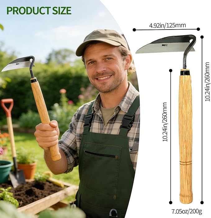 Kana Hoe 217 Japanese Garden Hand Hoe Sickle (Right-Handed)