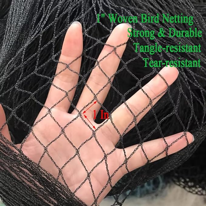 Bird Netting for Chicken Coop 50x50 Ft, 1" Mesh, Strong Woven Poultry Netting Roof Cover for Chicken Run, Heavy Duty Bird Net for Fruit Trees, Blueberry, Vegetables, Garden Protection