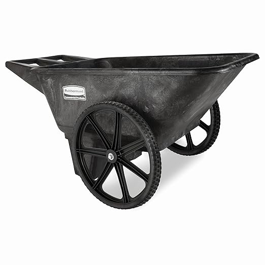Rubbermaid Commercial Products 8.75 Cubic Foot, All-Weather, Big-Wheel Cart/Yard Cart/Lawn Cart/Wheelbarrow, Yardwork/Landscaping/DIY Projects, Durable/Weather Resistant, Black