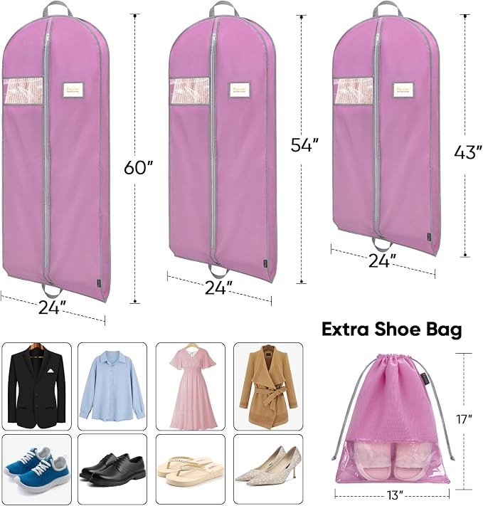 BALEINE 1PK Garment Bags for Hanging Clothes, 54" Suit Bag for Travel