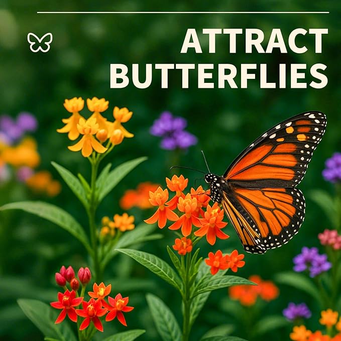 600+ Mix Milkweed Seeds for Monarch Butterflies - 6 Individual Varieties Perennial Wildflower (120 Seeds per Pack) Colorful Pollinator Garden, Easy to Grow for Backyard & More (Mix Milkweed Seeds)