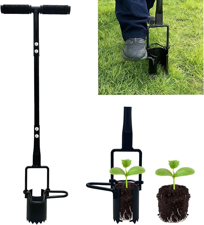 Bulb Planter Tool Long Handle Bulb Planting Tool with Serrated Base Proplugger Garden Hole Digger for Plants Flower Seedling Transplanter Bulb Planters for Iris, Daffodils,Tulip Planter