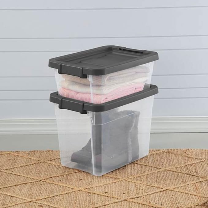 Sterilite Modular Stacker Box with Latching Lid, 30 Quart, 6-Pack