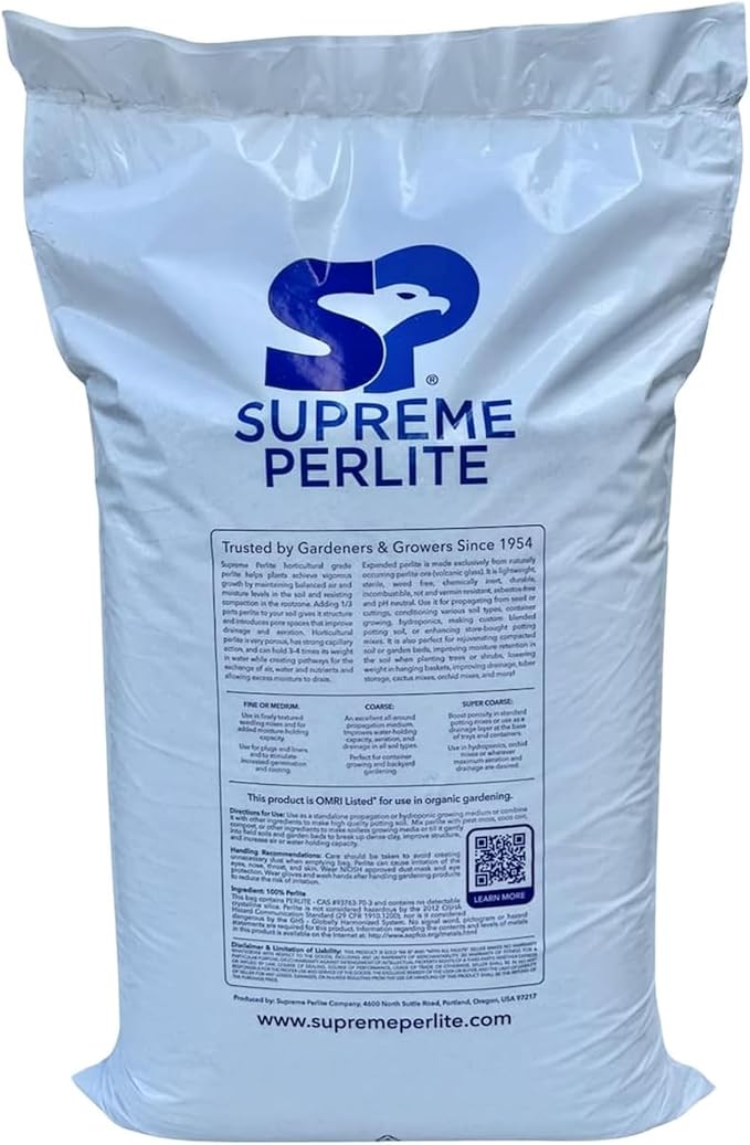 Supreme Perlite 4-Pack Medium Horticultural Perlite for Potting and Gardening, 4 Cu Ft Bag - Garden and Plant Mix for Indoor and Outdoor Use, Seed Starting, Propagation and Soil Aeration
