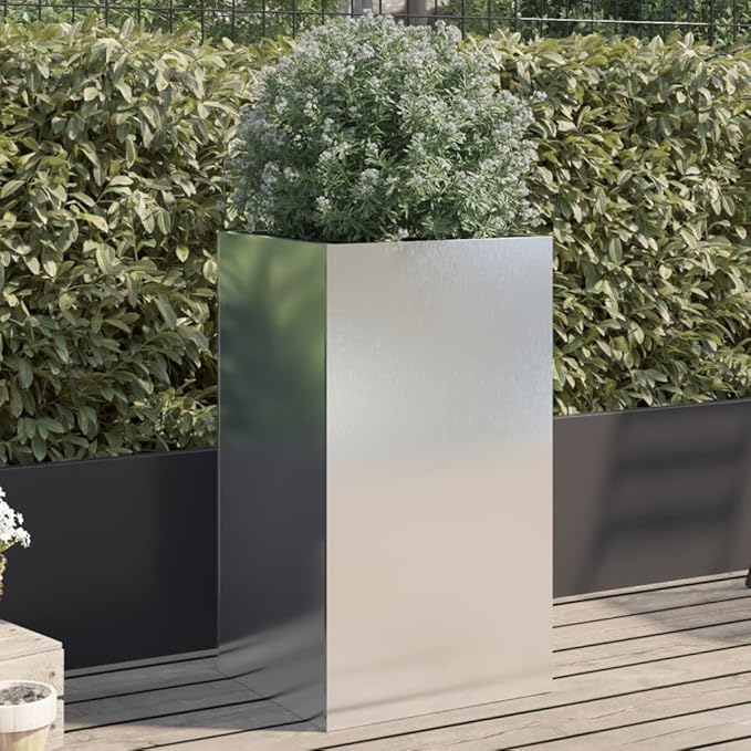 Stainless Steel Planter Modern Indoor Outdoor Plant Stand 4 Pieces Durable Polished Finish Decorative Container for Garden Balcony