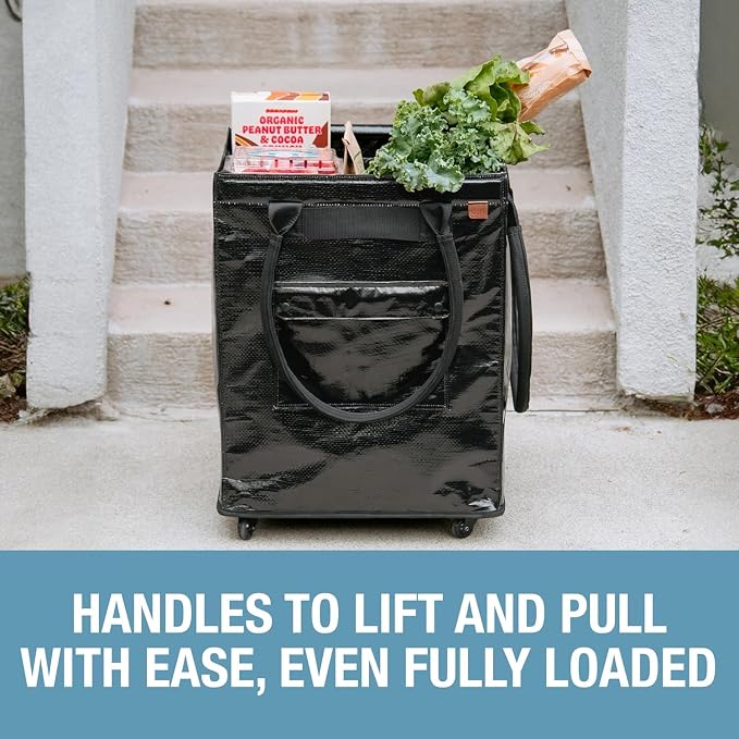 CleverMade Collapsible Rolling Hauler Tote, 90L, Holds 75 lb, Leeward Navy