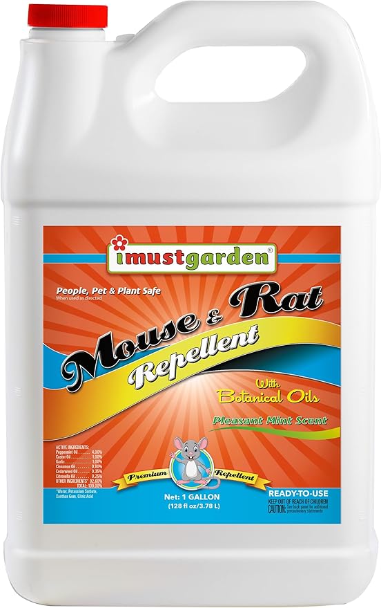 I Must Garden Mouse & Rat Boosted Rodent Repellent Spray – Powerful Peppermint Oil Plus Additional Plant-Based Ingredients for Strong, Natural Protection - 1 Gallon - Indoor/Outdoor/Vehicle