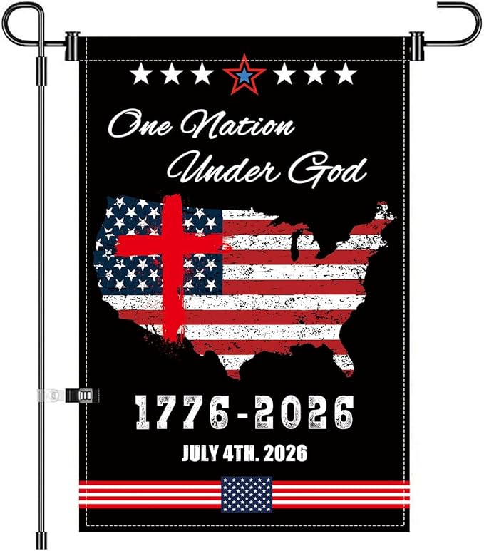 12X18INCH 250th Anniversary USA 1776-2026,Eagle Cross Design One Nation Under God Garden Flag Patriotic Signs Hanging Decor Outdoor Yard Decor (G)