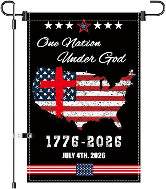 12X18INCH 250th Anniversary USA 1776-2026,Eagle Cross Design One Nation Under God Garden Flag Patriotic Signs Hanging Decor Outdoor Yard Decor (G)