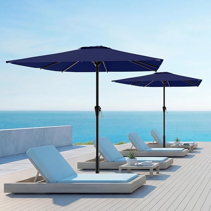 AreShark 8' x 10' Rectangle Patio Umbrellas for Outdoor, Outdoor Table Umbrella, Large Outdoor Patio Umbrellas with 8 Sturdy Ribs for Pool, Garden, Market (Royal Blue)