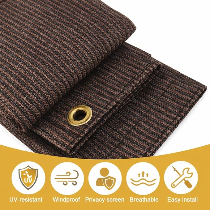 90% Sun Shade Cloth, 6x20 FT Pergola Shade Patio Cover, UV-Resistant, Breathable Sunshade Screen Fabric for Outdoor, Camping, RV, Garden, Deck, Porch, Backyard (Mocha)