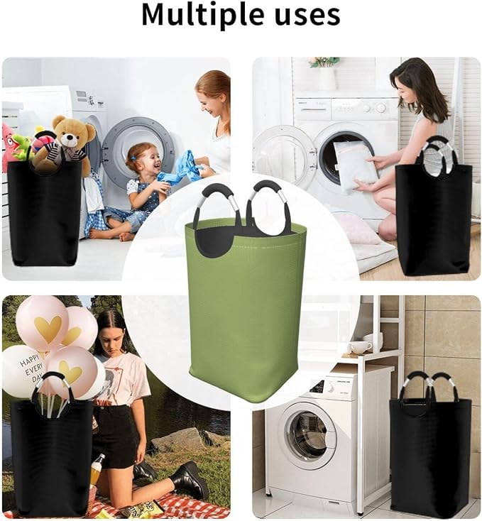 Large Laundry Hamper Bag, Light Green Trend Color Collapsible Laundry Basket Dirty Clothes Organizer Washing Bin for Family Essentials Storage