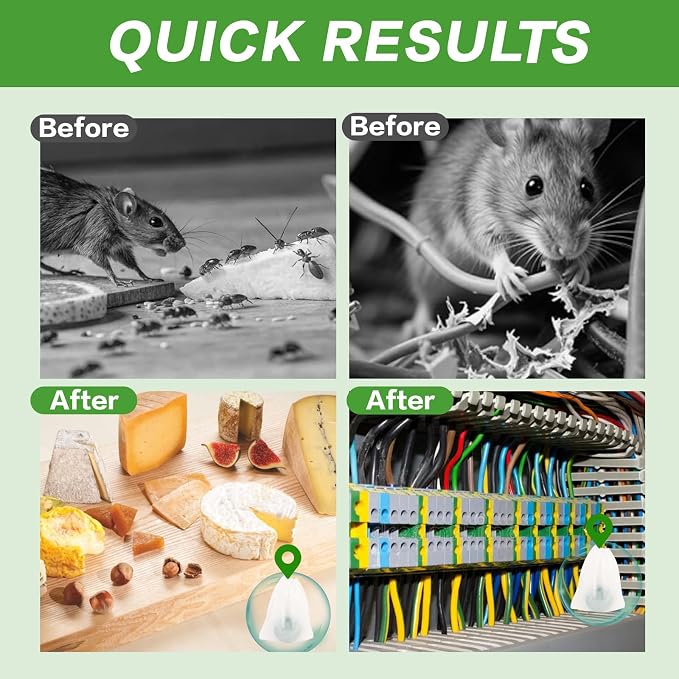 Mouse Repellent Tablets - 28 Pack Powerful Peppermint Oil Rodent Repellent | Suitable for Indoor & Outdoor Use, Cars, Home, Kitchen, Basement, Garage, Suitable for Family and Pets