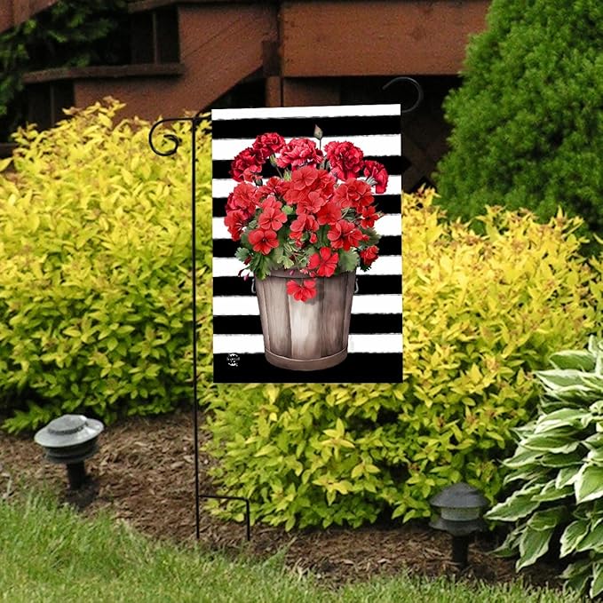 Briarwood Lane Striped Geraniums Garden Flag
