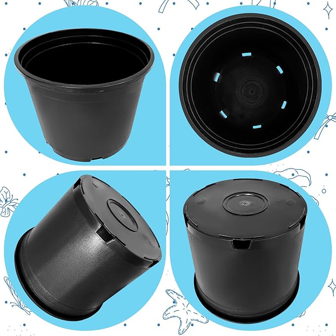 10Pcs 3 Gallon 10 inch Plant Nursery Pot Flower Seedling Injection Molded Container Plastic Garden Planter Pots with Drainage Holes Suitable for Vegetables Flowers Plants Black