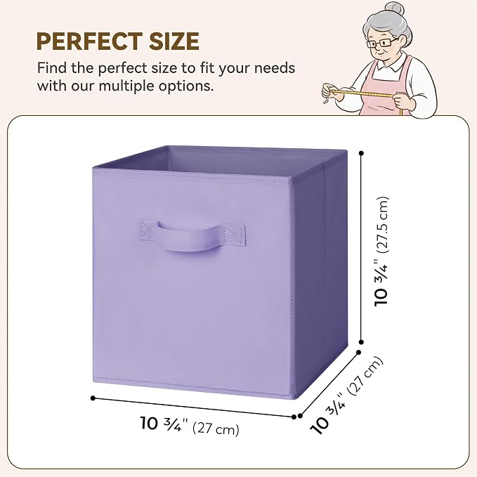 GRANNY SAYS 11 Inch Cube Storage Bins, Lavender Purple, 6-Pack