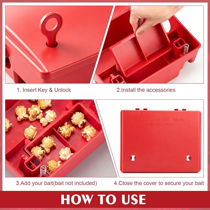 Qualirey 12 Packs Rat Bait Station Box Outdoor Rodent Rat Traps with Key Mouse Bait Station Indoor Mice Box for Outdoor Use Keeping Pets and Children Safe (Red)