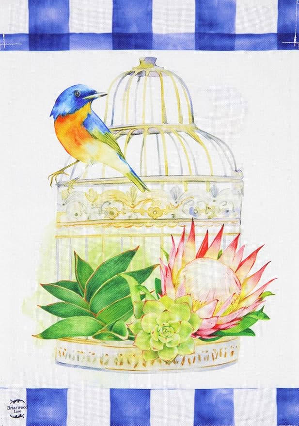 Birdcage Spring Burlap Garden Flag 12.5" x 18" Briarwood Lane