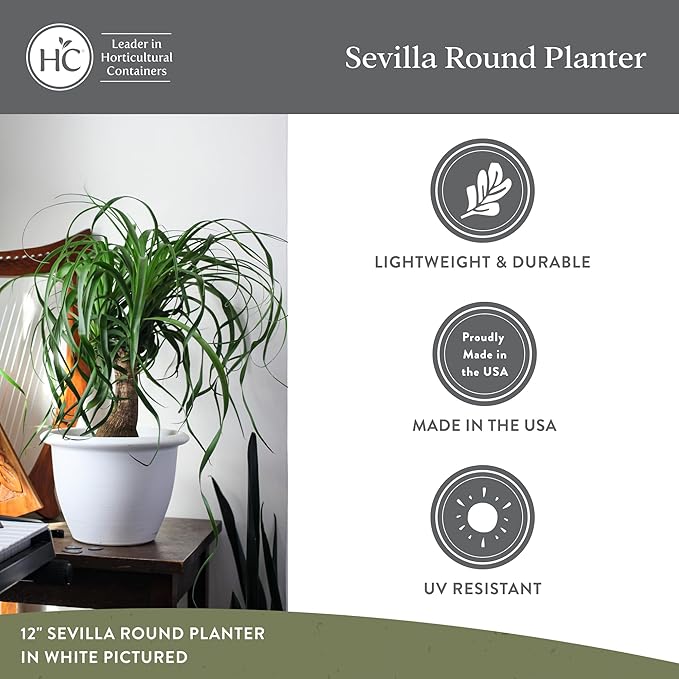 The HC Companies Sevilla Flower Planters - Outdoor & Indoor Planter - Round Self Watering Plant Pots for Herbs & More (16”, Painted Black, Pack of 2)