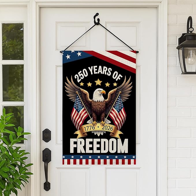 WENWELL 250 year anniversary Garden Flag, 250th birthday Freedom Patriotic Banner Double-Sided with Eagle Design, 1776-2026 Commemorative, 28 x 40 Inch