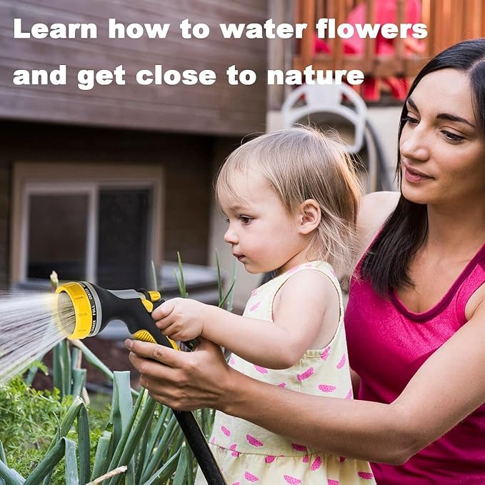 Garden Hose Nozzle with Adjustable 10 Watering Patterns, Water Hose Nozzle Sprayer with Slip Resistant,High Pressure Garden Hose Spray Nozzle for Plants & Lawns Watering,Car Washing and Pet Showering