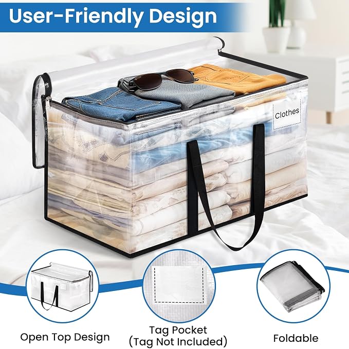 RoomHacks Moving Bags, Heavy Duty Large Storage Bags, 88L, 2 Pack, Clear