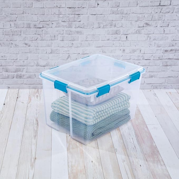 Sterilite Gasket Storage Box with Lids for Home & Office, 80 Quart, 8-Pack