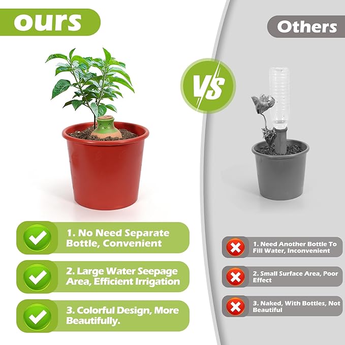 VICAMB 3PCS Self Watering Terracotta Globes,Ollas Watering Pot with Lid,Clay Plant Watering Devices,Planter Insert Terracotta Watering Spikes for Outdoor Indoor Plants with 1 Week Easy to Refill