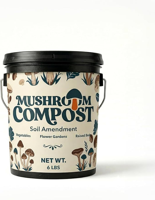 Mushroom Soil Compost Pail, Organic Nutrient-Rich Garden Soil for Vegetables, Flowers, Raised Beds, Lawn & Planting Mix (6 lb)