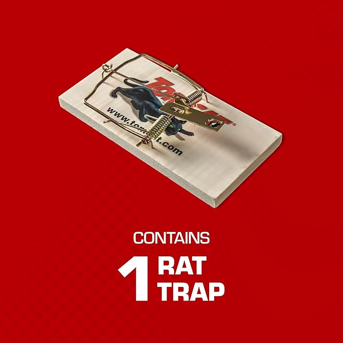 Tomcat Wooden Rat Traps - Disposable Non-Chemical Rat Trap for Homes, Garages and Basements, Single Pack