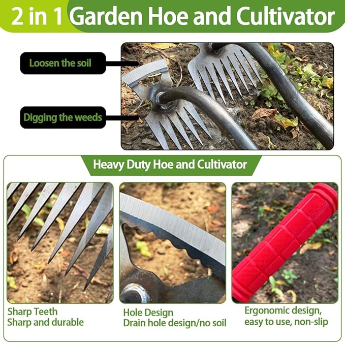 Weed Remover Tool, Portable Garden Weeder Tool, New Gardening Weeding Tools, for Garden Hand Tools for Vegetable Gardening Backyard Farm Planting & Uprooting Weeding Tool (Rubber Handle)