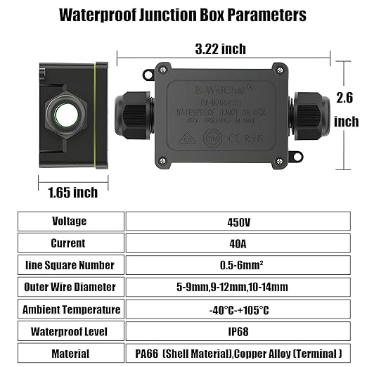 2 PCS IP68 Waterproof Junction Box Outdoor, 2 Way Electrical Enclosure, 2 Port Outdoor Cable Connector for Landscape/Garden/Holiday Lights (Halloween Christmas)