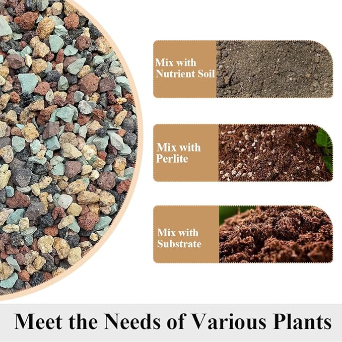 YISZM Succulent Cactus Soil Potting Mix Horticultural Lava Rocks Bonsai Soil for Indoor Plants Drainage Volcanic Rock for Terrarium Gardening Top Dressing 2lb