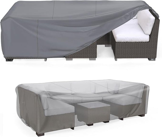 Mrrihand Heavy Duty Patio Furniture Covers, Outdoor Furniture Covers Waterproof Sectional Sofa Set, Patio Table and Chair Set Cover 78" L×62" W×30" H,Grey