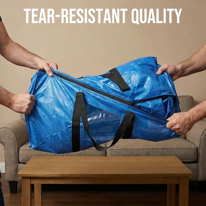 TAILI 2 Pack Blue Extra Large Moving Bags,Storage Bags with Visible Window