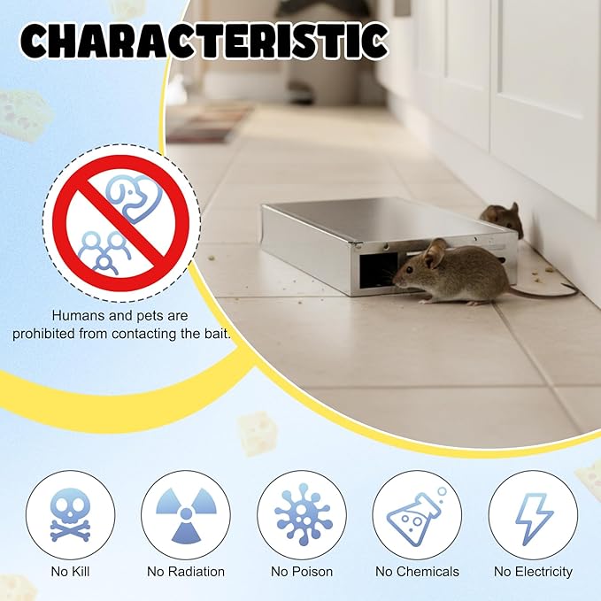 2 Packs Multi Catch Mouse Trap Invisible Mice Trap Rodent Humanized Silver Rat Traps for Indoor Outdoor Rat Control Pet and Security