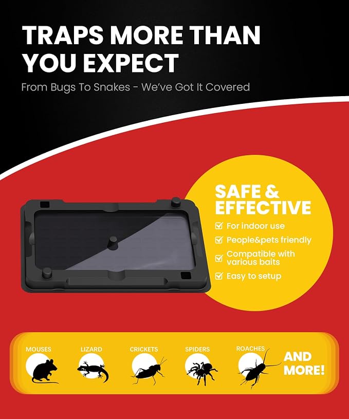 Wowcatch Sticky Mouse Traps Indoor for Home -26 Pk Bulk Pack Pre-baited Glue Traps for Roaches, Spider, Rodent Catcher for Kitchen, Garage, Glue Boards for Insects, Pet Safe Pest Control, Non-Toxic