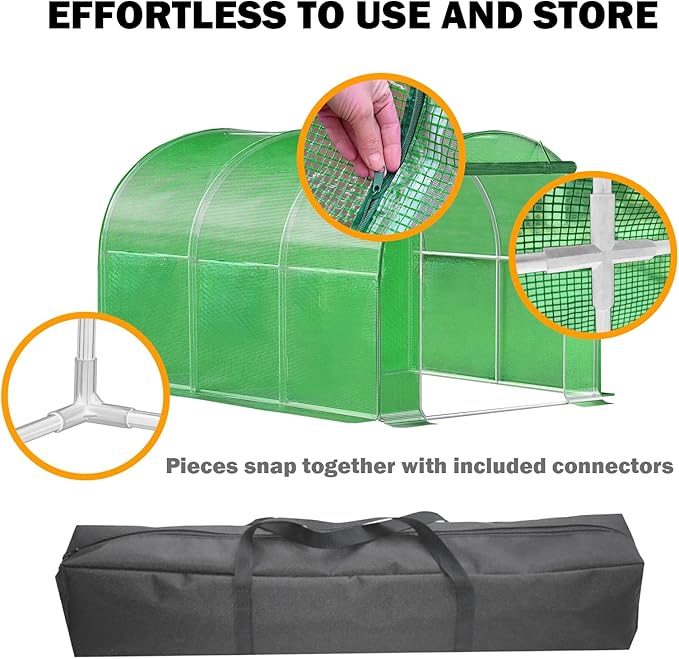 Hoop Greenhouse - Walk-in Greenhouse Kit for Outdoor Gardens, 4x4 FT with Reinforced Frame & PE Cover