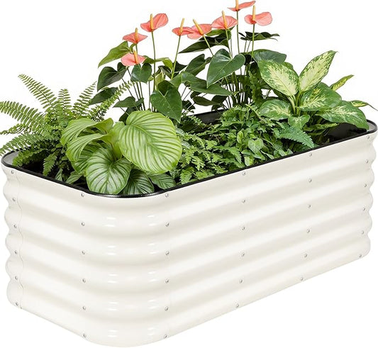 4×2×1.4FT Galvanized Raised Garden Bed Outdoor, Metal Raised Garden Bed Kit, Large Planter Raised Beds, 3 In1 Modular Raised Planter Box Outdoor,Raised Beds for Gardening for Vegetables Flowers Herbs