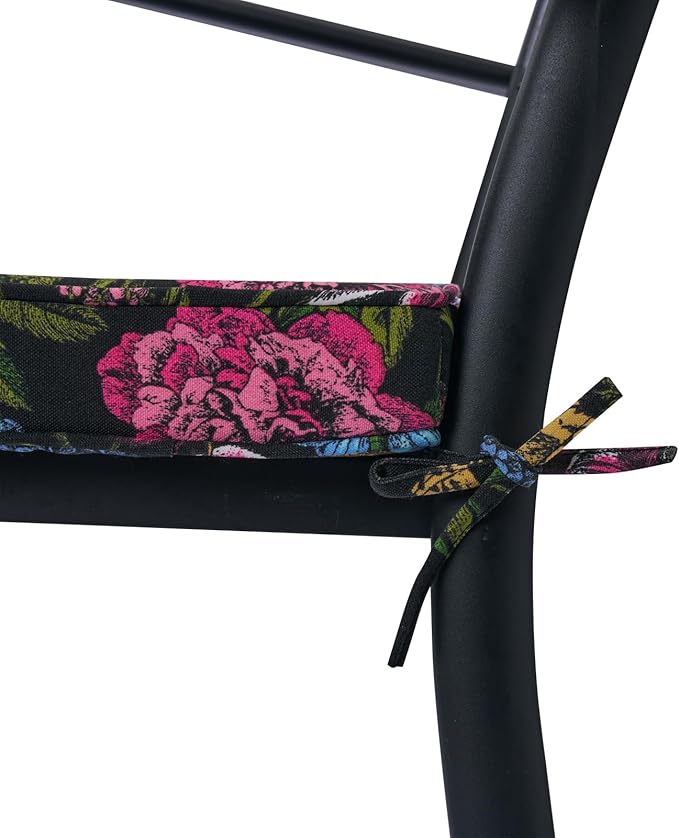 FUNHOME Outdoor Chair Cushions 18"x18"x2.5" Set of 2,Water Reistant Patio Chair Cushion with Zipper&Ties,18x18 Inch Square Seat Cushion for Garden Furniture Chairs(Butterfly Black)