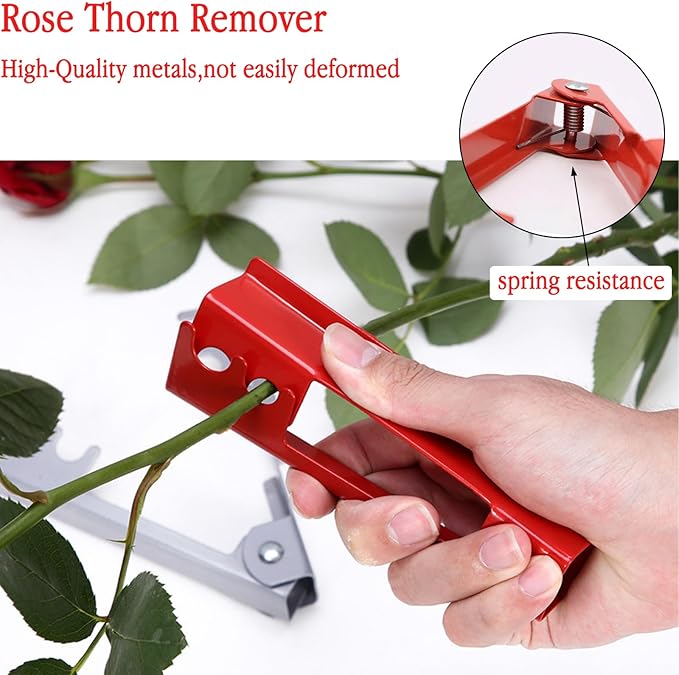 7PCS Rose Thorn Stripper Tool Floral Thorn Remover Tool Garden Leaf Pruning Shears Kit with Scissors, Glove for Floral Making Supplies