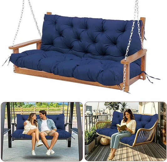 Premium 5" Thicken Porch Swing Cushions Waterproof 3 Seater Replacement Cushions with Backrest and Adjustable Straps, Outdoor Furniture Cushions for Patio, Garden(70×40×5inch)