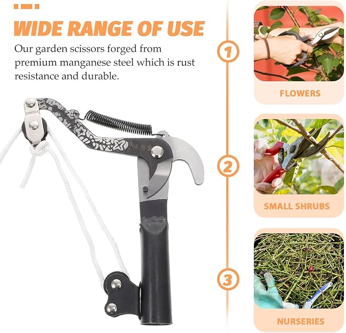 Scicalife Gardening Pruning Shears Labor-Saving Trimming Scissors Rust-Resistant Durable 7.87In Handheld Garden Tool for Shrubs Trees Flowers